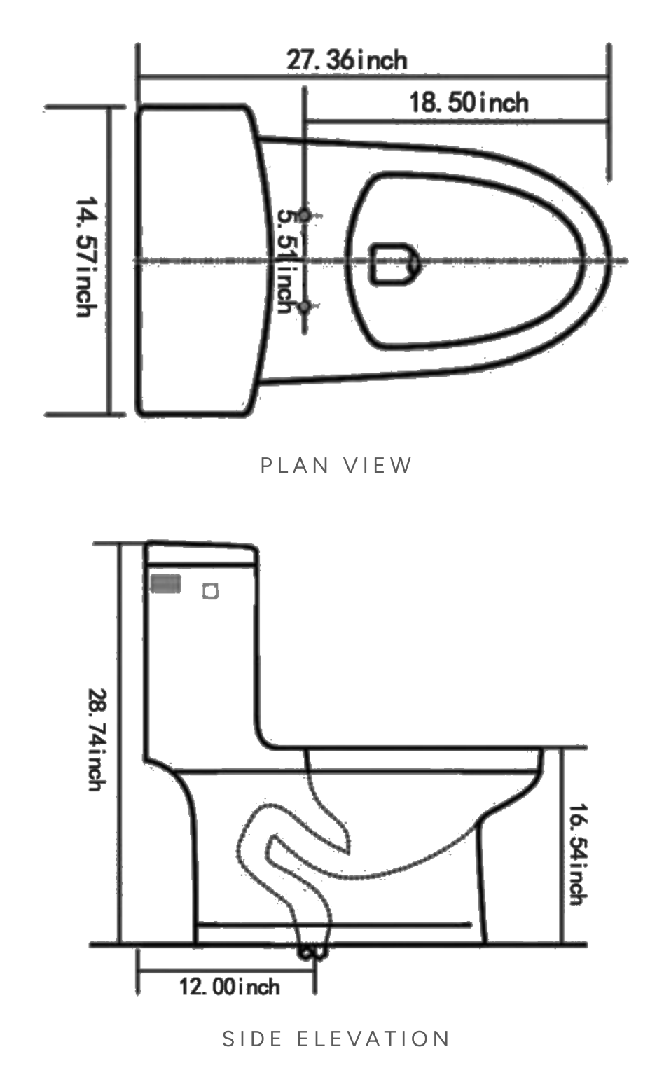 BR-2345 dimensioned line drawing