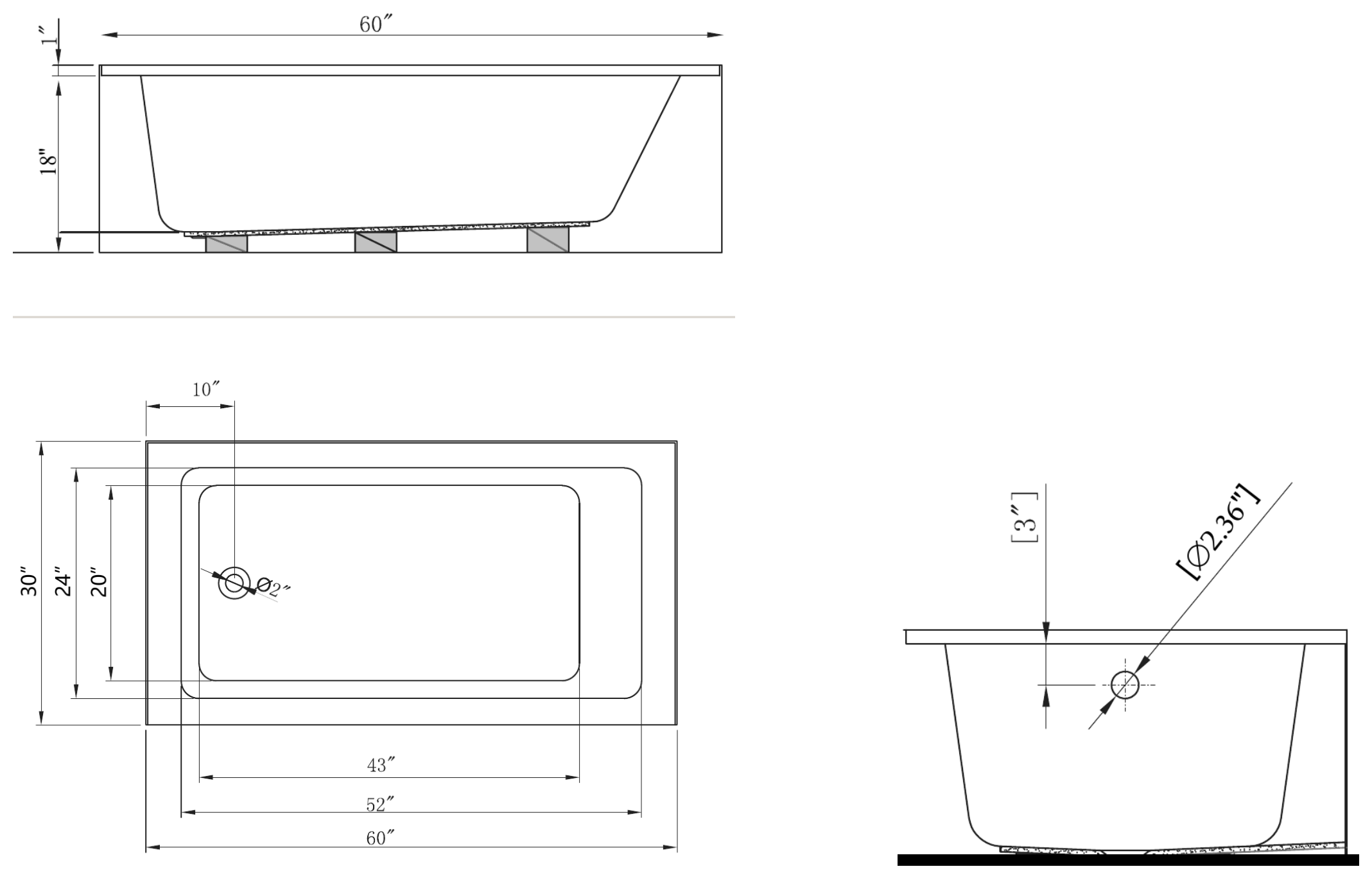 BR-T6032-L/R dimensioned line drawing